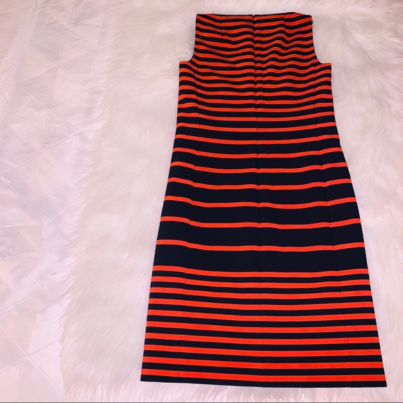 Akris Punto Sleevless Navy & Rust Stripe Dress - Picture 8 of 8
